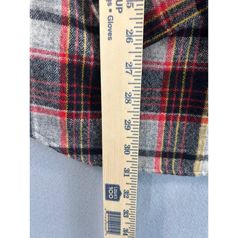JCPenney Flannel Shirt Mens Medium Tall Red Plaid 100% Virgin Wool Vintage‎